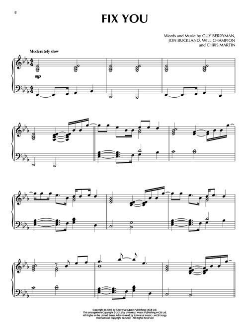 Coldplay For Piano Solo