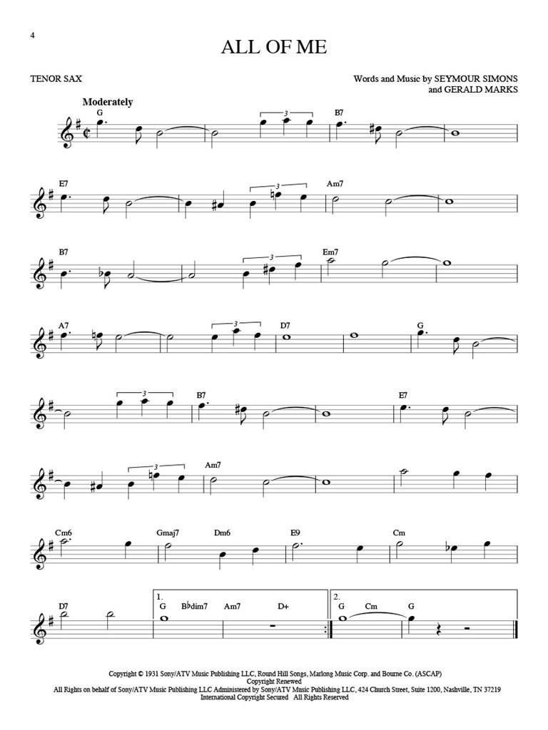 101 Jazz Songs For Tenor Sax