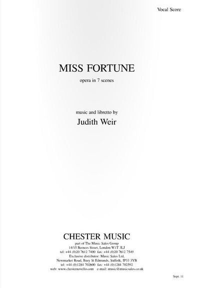 Judith Weir: Miss Fortune - Vocal Score