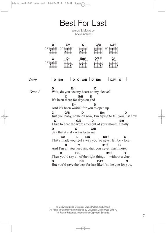 Guitar Chord Songbook: Adele