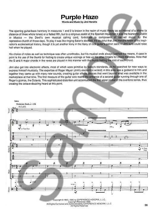 Jimi Hendrix: Are You Experienced (Transcribed Scores)