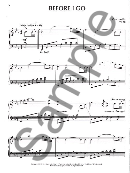 Yanni: In My Time Piano Solos