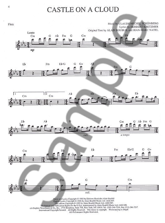 Selections From Les Miserables For Flute