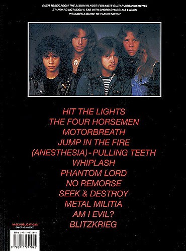 Metallica: Kill 'Em All Guitar Tab Edition