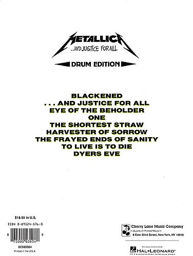Metallica: ... And Justice For All Drum Edition