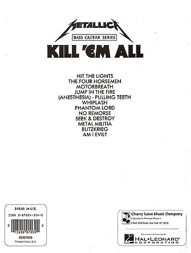 Play It Like It Is Bass: Metallica - Kill 'Em All