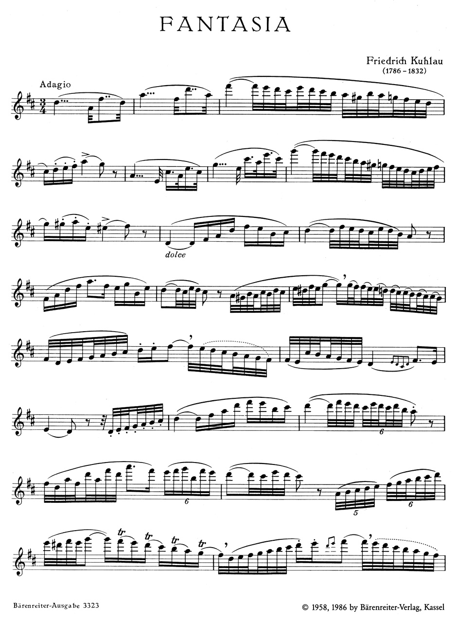 Friedrich Kuhlau: Fantaisie for Solo Flute D major