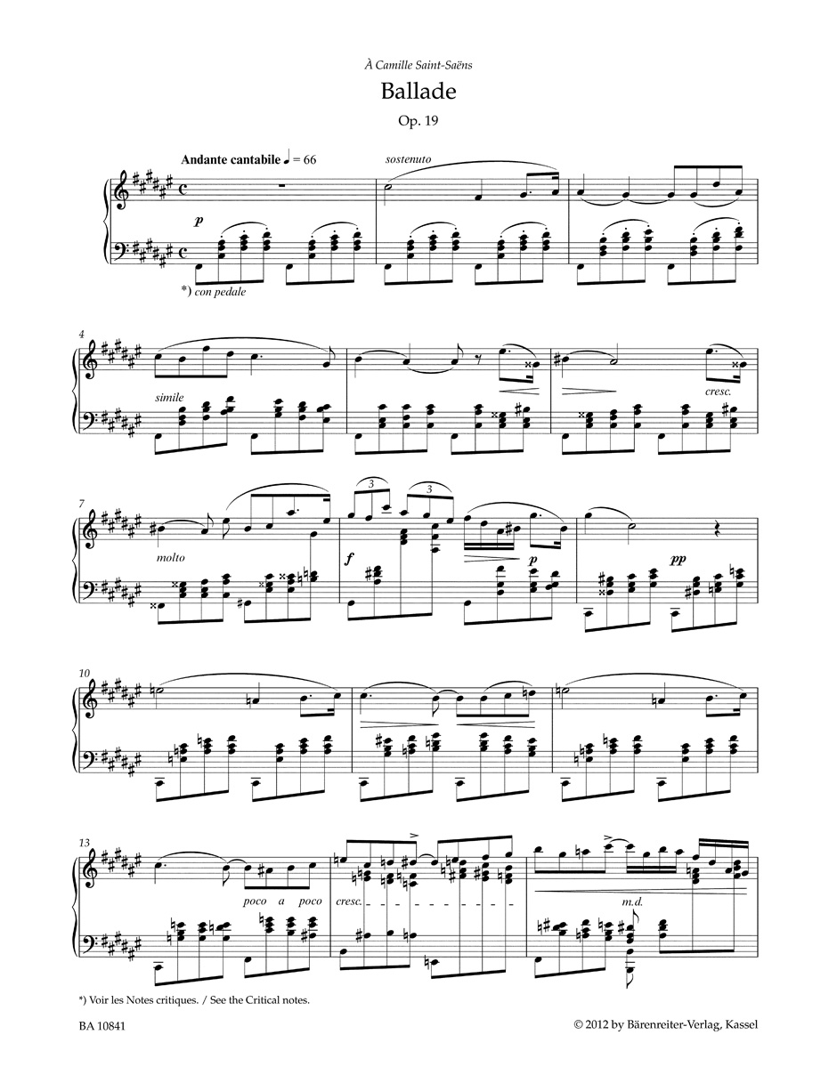 Gabriel Faur: Ballade op. 19