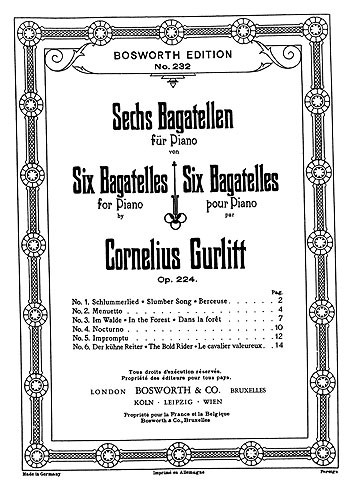 Cornelius Gurlitt: Six Bagatelles For Piano Op.224