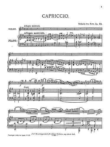 Willem Ten Have: Capriccio For Violin And Piano Op.24