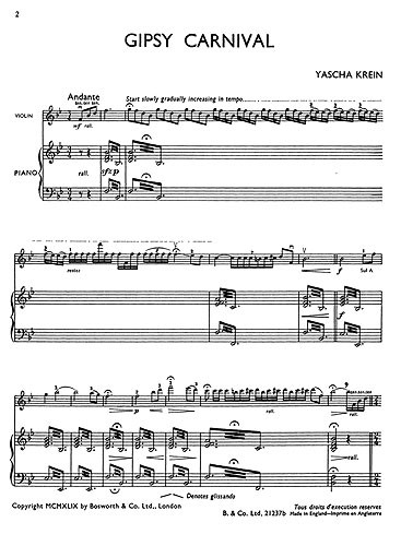 Yasha Krein: Gypsy Carvival (Violin/Piano)