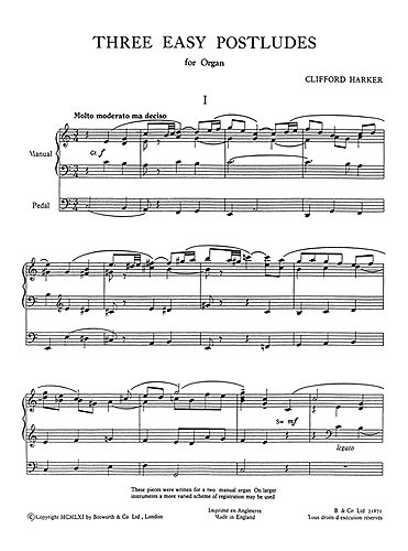 Clifford Harker: Three Easy Postludes For Organ