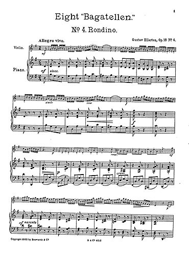 Gustav Ellerton: Rondino For Violin And Piano Op.18 No.4