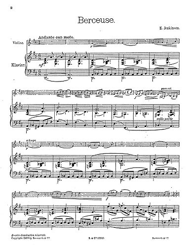 Ezra Jenkinson: Berceuse For Violin And Piano