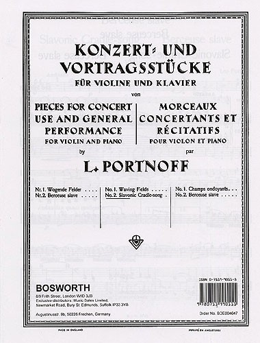 Leo Portnoff: Slavonic Cradle-Song For Violin And Piano