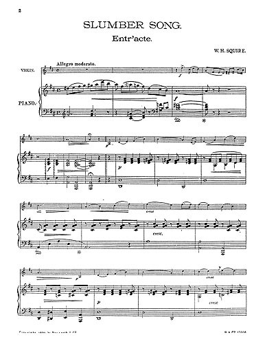 W. H. Squire: Slumber Song For Violin And Piano