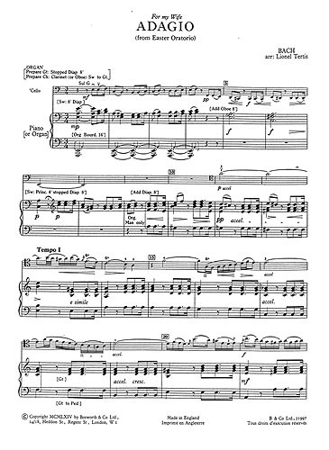 J.S Bach: Adagio From The Easter Oratorio (Cello/Piano)