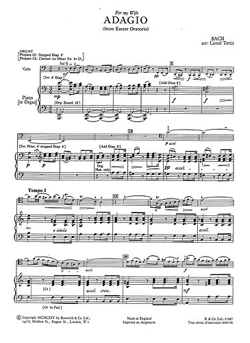 J.S Bach: Adagio From The Easter Oratorio (Cello/Piano)