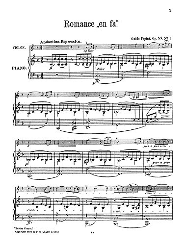 Guido Papini: Romance In F For Violin And Piano