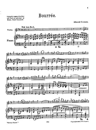 Edward German: Bourree For Violin And Piano