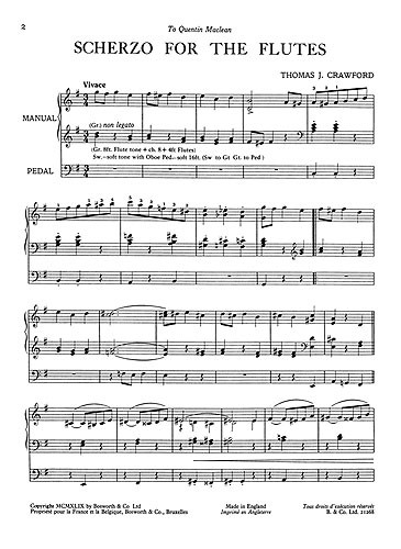 Thomas J. Crawford: Scherzo For Flutes for Organ