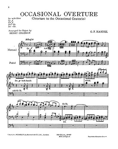 G. F. Handel: Overture To The Occasional Oratorio (Organ)