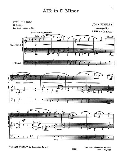 John Stanley: Air In D Minor (Organ)