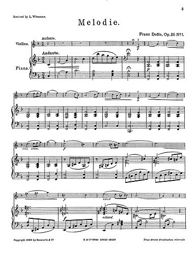 Franz Drdla: Melodie For Violin And Piano Op.26 No.1