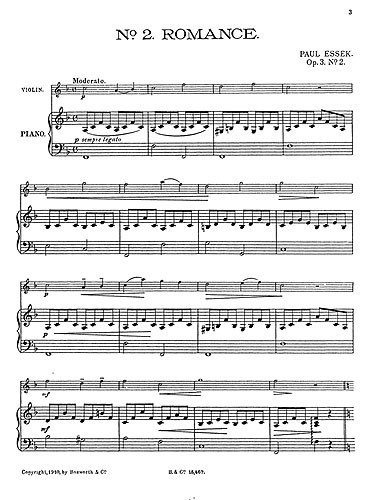 Paul Essek: Romance For Violin And Piano Op.3 No.2