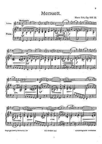Sitt, H Menuet Souvenir Suite Op.105/3 Vln/Pf