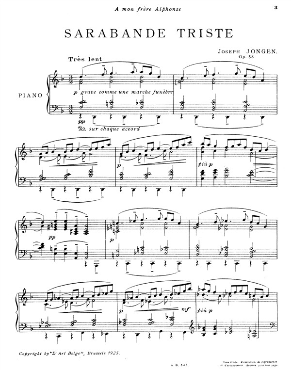 Jongen, J Sarabande Triste Pf