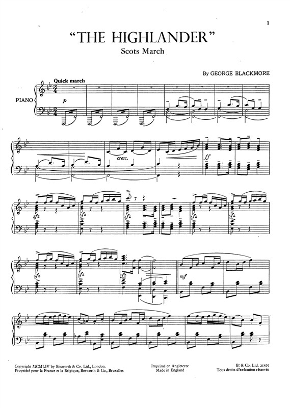 Blackmore, G The Highlander Piano