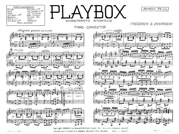 Charrosin, Fg Playbox Orch Pf Sc/Pts