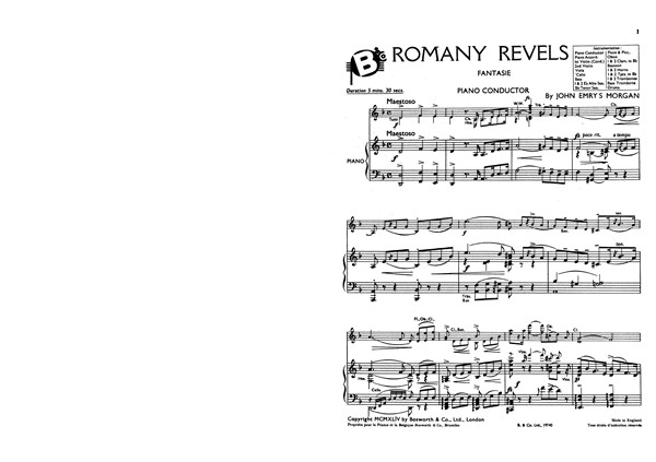 Morgan, Je Romany Revels Fantasie Orch Pf Sc/Pts