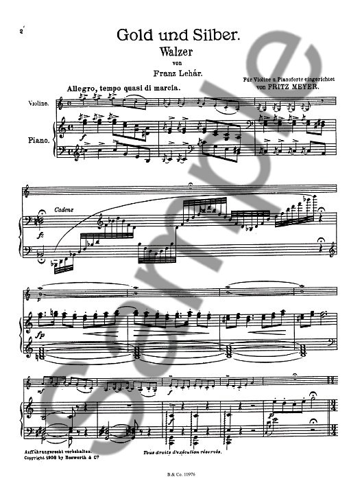 Franz Lehar: Gold Und Silber (Violin/Piano)