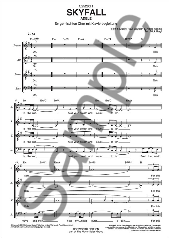 Adele: Skyfall (SATB/Piano Pack)