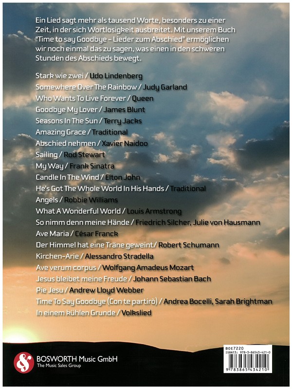 Time To Say Goodbye Lieder Zum Abschied (Alt/Bariton) Notlagret