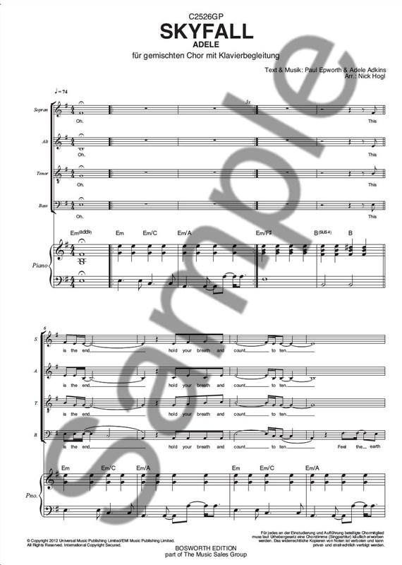 Adele: Skyfall (SATB/Piano Pack)