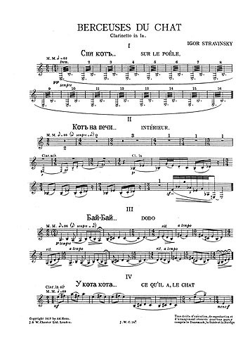 Igor Stravinsky: Berceuses Du Chat (Clarinet Parts)