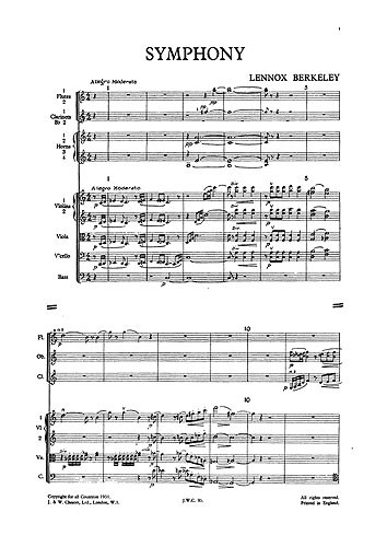 Lennox Berkeley: Symphony No.1 Op.16 (Miniature Score)