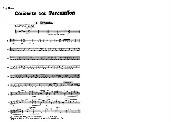 Salzedo: Concerto For Percussion Op. 74 (1969) Pts