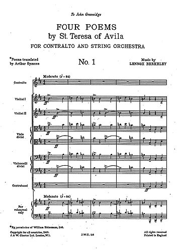 Lennox Berkeley: Four Poems By St. Teresa Of Avila Op.27