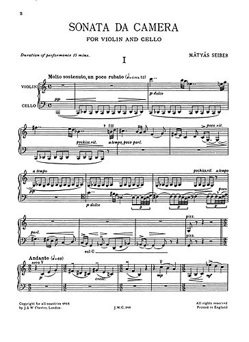 Seiber: Sonata Da Camera (Players' Score)