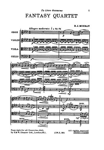 E.J. Moeran: Fantasy Quartet (Miniature Score)