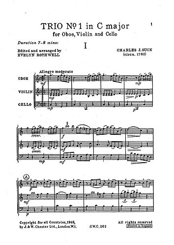 Charles J. Suck: Trio No.1 In C (Miniature Score)