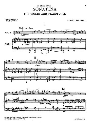 Lennox Berkeley: Sonatina For Violin and Piano