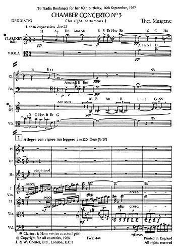 Thea Musgrave: Chamber Concerto No.3 (Study Score)