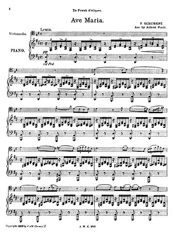 Schubert Ave Maria From Three Melodies Cello/Piano (Arr Piatti)