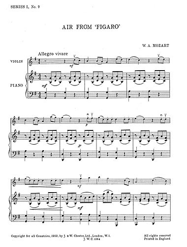 W.A. Mozart: Air From Figaro (Violin/Piano)