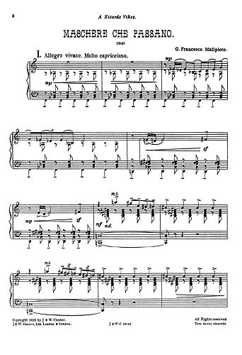 Malipiero: Maschere Che Passano for Piano Solo